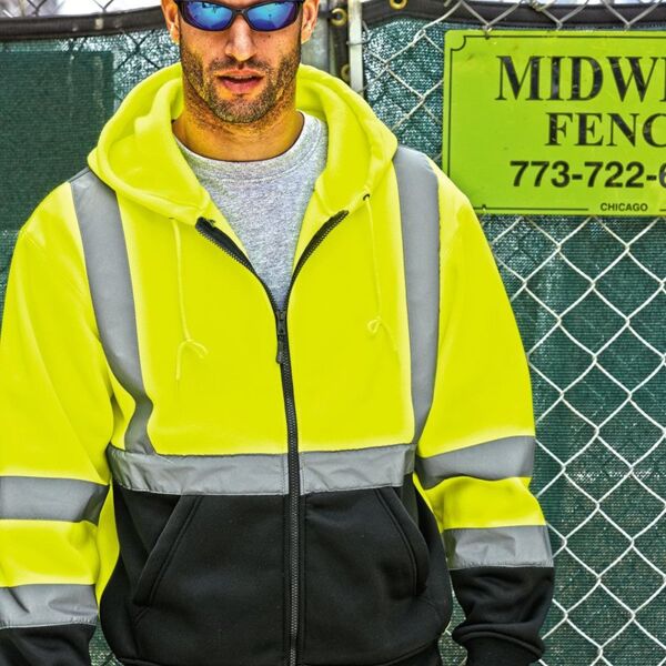 Hi-Vis Full-Zip Hooded Sweatshirt Thumbnail