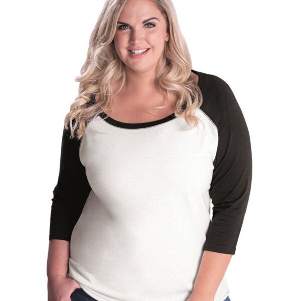 Curvy Collection Women's Baseball Three-Quarter Sleeve Tee Thumbnail