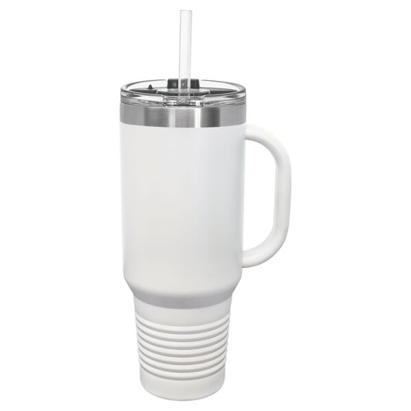 40 oz Stainless Steel Polar Camel White Travel Mug with Handle, Straw Included Thumbnail